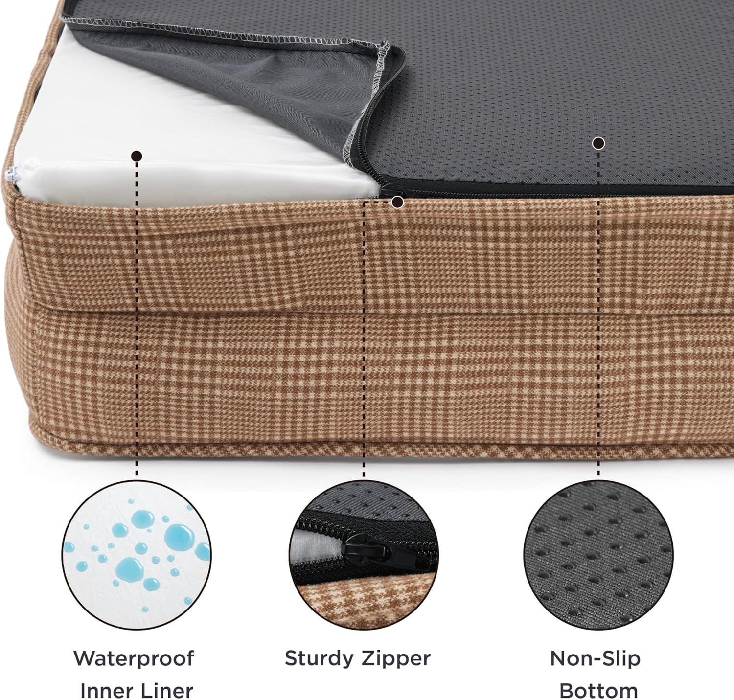 Bedsure Orthopedic Dogs Bed for Small Dogs - Washable Small Dog Bed Waterproof, Comfort Pet Couch with Washable Removable Cover, Supportive Foam Pets Sofa with Nonskid Bottom