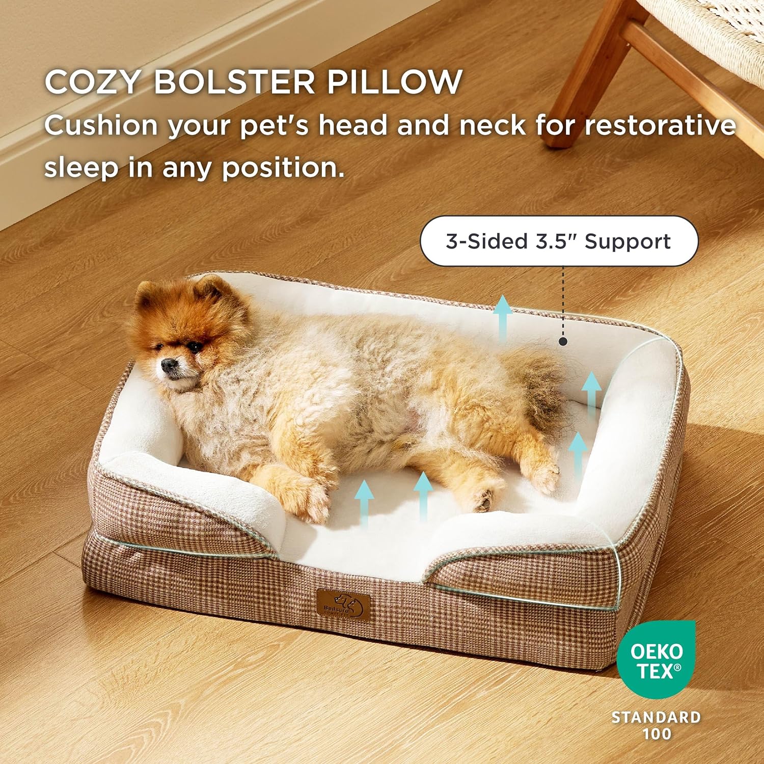 Bedsure Orthopedic Dogs Bed for Small Dogs - Washable Small Dog Bed Waterproof, Comfort Pet Couch with Washable Removable Cover, Supportive Foam Pets Sofa with Nonskid Bottom