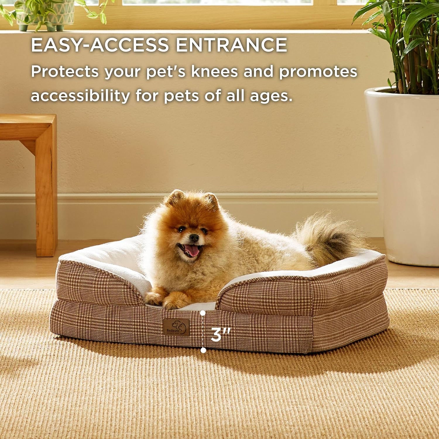 Bedsure Orthopedic Dogs Bed for Small Dogs - Washable Small Dog Bed Waterproof, Comfort Pet Couch with Washable Removable Cover, Supportive Foam Pets Sofa with Nonskid Bottom